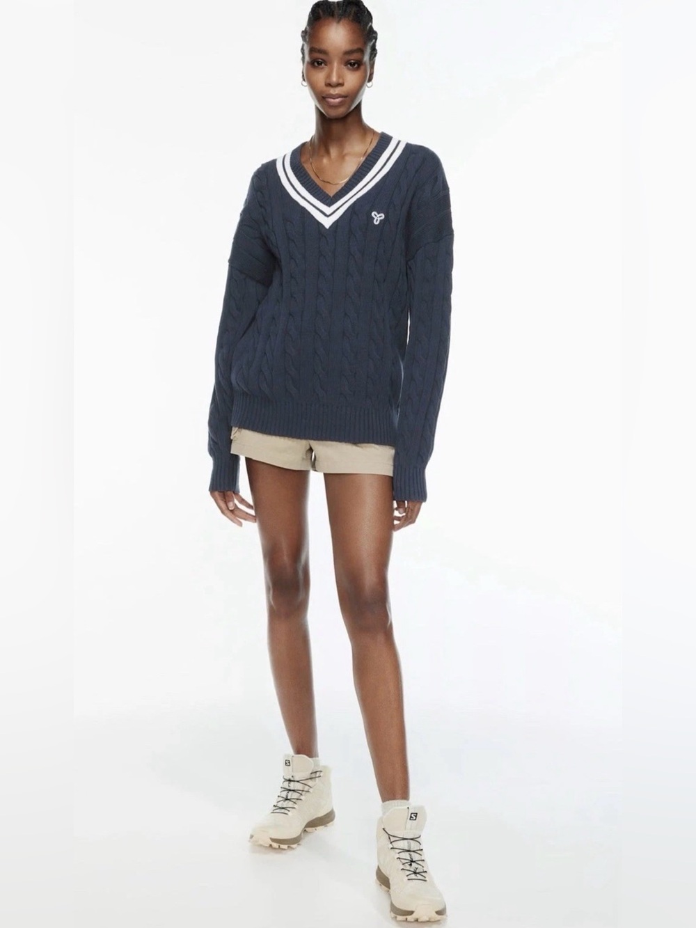 Aritzia TNA Women’s Navy BlueClay Sweater Size Large